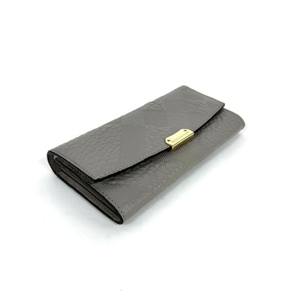 Burberry Embossed Nova Check Grain Porter Continental Grey Wallet NEW Envelope - Picture 2 of 7
